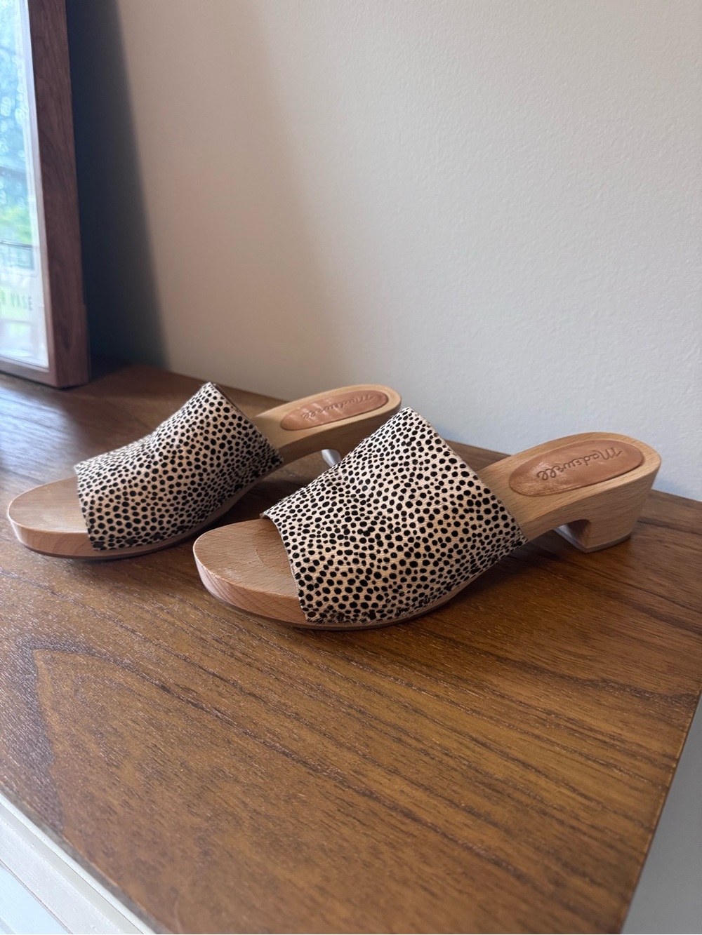 Madewell the Evelyn Slide Clog Sandal with Spotted Calf Hair